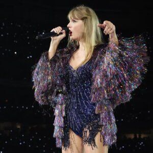 Metallic Tiered Tinsel Fringe Open Front Jacket (Taylor's Version)